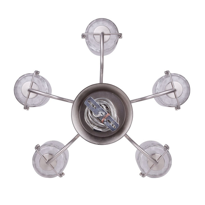 Canarm Arden 25in 5-Light Chandelier | Brushed Nickel and Clear Glass | Dining Room & Entryway | 25 x 25 x 24 in | Model ICH707A05BN