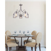 Canarm Arden 25in 5-Light Chandelier | Brushed Nickel and Clear Glass | Dining Room & Entryway | 25 x 25 x 24 in | Model ICH707A05BN