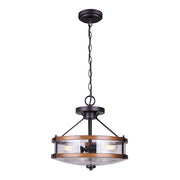 Canarm Canmore 16in 3-Light Chandelier | Orb and Brushed Wood with Clear Glass | Dining Room & Entryway | 16 x 16 x 13 in | Model ICH740A03RBB-D