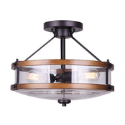 Canarm Canmore 16in 3-Light Chandelier | Orb and Brushed Wood with Clear Glass | Dining Room & Entryway | 16 x 16 x 13 in | Model ICH740A03RBB-D