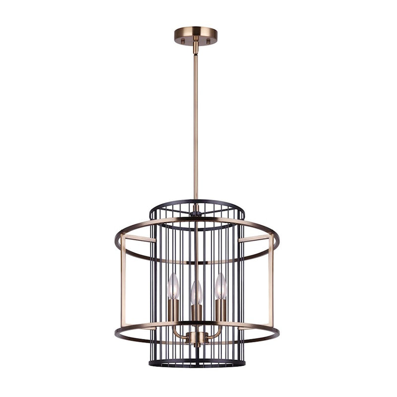 Canarm Trix 17in 3-Light Chandelier | Mid-Century Matte Black and Gold | Dining Room & Living Room | 17 x 20 in | Model ICH743B03BKG17