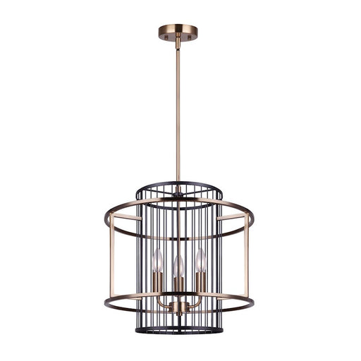 Canarm Trix 17in 3-Light Chandelier | Mid-Century Matte Black and Gold | Dining Room & Living Room | 17 x 20 in | Model ICH743B03BKG17