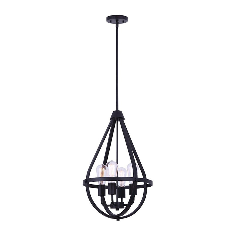 Canarm Jestin 15in 4-Light Chandelier | Modern Matte Black Teardrop | Dining Room & Living Room | 15 x 31 in | Model ICH745B04BK15