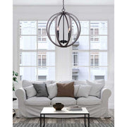 Canarm Lewis 20in 4-Light Chandelier | Brushed Dark Grey Metal | Dining Room & Living Room | 20 x 20 x 22 in | Model ICH753A04BKD20