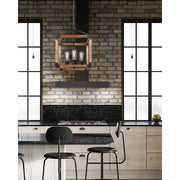 Canarm Moss 14in 4-Light Chandelier | Black Metal and Real Wood | Dining Room & Living Room | 14 x 14 x 21 in | Model ICH756A04BKW14