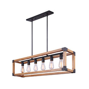 Canarm Moss 39.75in 6-Light Chandelier | Modern Black and Wood | Dining Room & Living Room | 39.75 x 8.25 x 13.25 in | Model ICH756A06BKW40