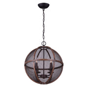 Canarm Freya 18in 4-Light Chandelier | Oil Rubbed Bronze and Brushed Wood | Dining Room & Living Room | 18 x 18 x 20 in | Model ICH761A04RBB18
