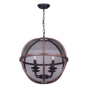 Canarm Freya 18in 4-Light Chandelier | Oil Rubbed Bronze and Brushed Wood | Dining Room & Living Room | 18 x 18 x 20 in | Model ICH761A04RBB18