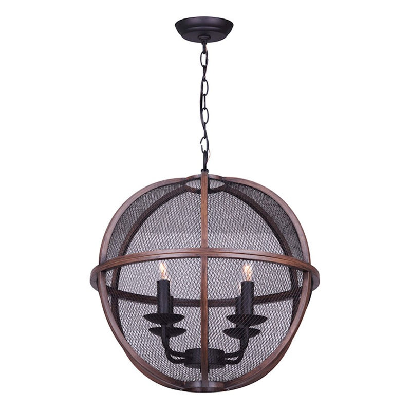 Canarm Freya 18in 4-Light Chandelier | Oil Rubbed Bronze and Brushed Wood | Dining Room & Living Room | 18 x 18 x 20 in | Model ICH761A04RBB18