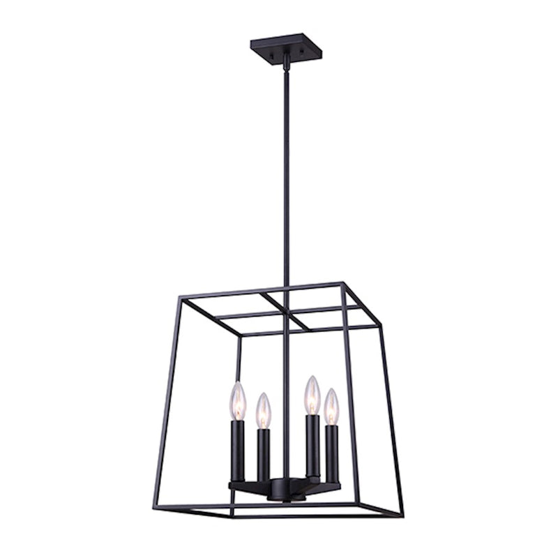 Canarm Wexford 14in 4-Light Chandelier | Modern Black Metal | Dining Room & Kitchen Island | 14 x 14 x 23 in | Model ICH763A04BK14