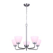 Canarm Noah 24in 5-Light Chandelier | Brushed Nickel and Flat Opal Glass | Dining Room & Living Room | 24 x 24 x 20 in | Model ICH765A05BN
