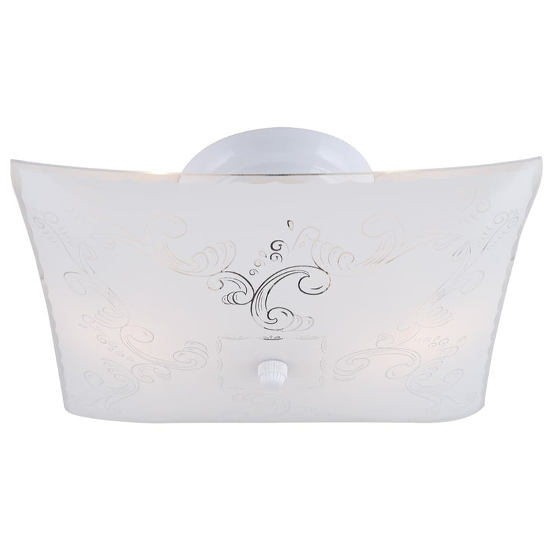 Canarm Madison 12in 2-Light Flush Mount | White Metal | Hallway & Bedroom Ceiling Light | 12 x 12 x 6 in | Model ICL711
