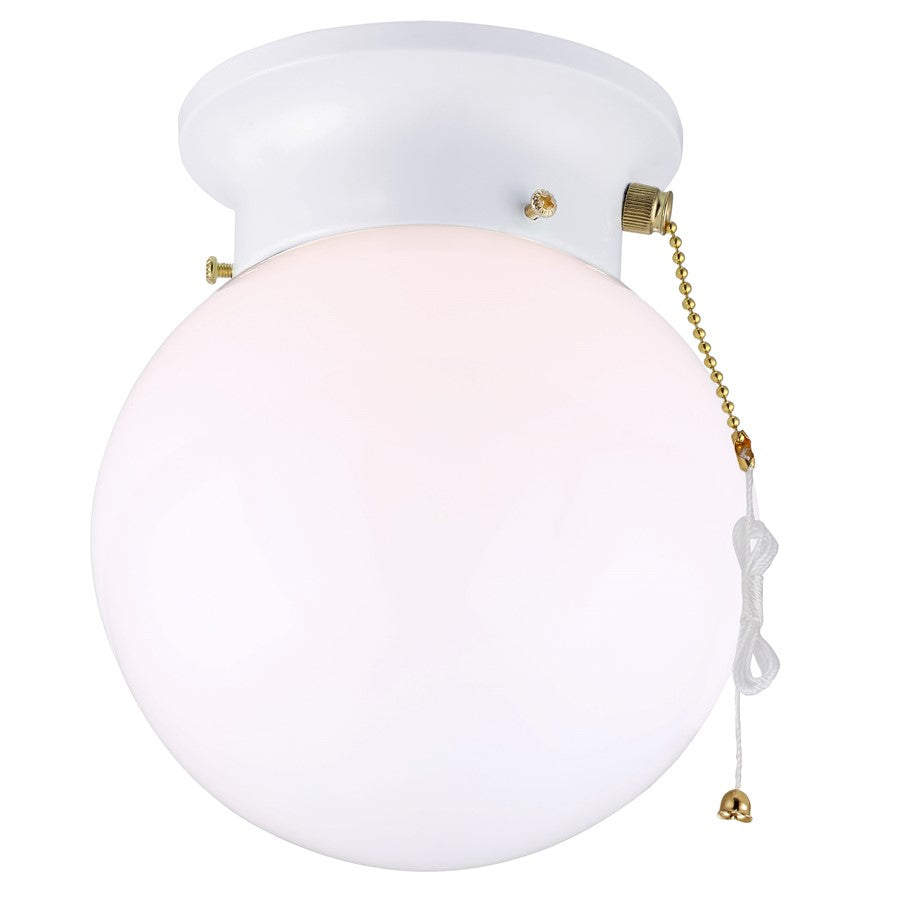 Canarm Madison 1 Light 6" Flush Mount, White/Opal - ICL9WHW