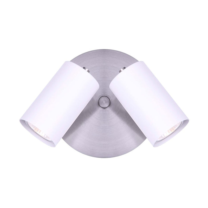 Canarm Kingston 10in 2-Light Track Light | Brushed Nickel & White | Kitchen & Living Room Accent | 10 x 5 x 6 in | Model ICW1015A02BNW10