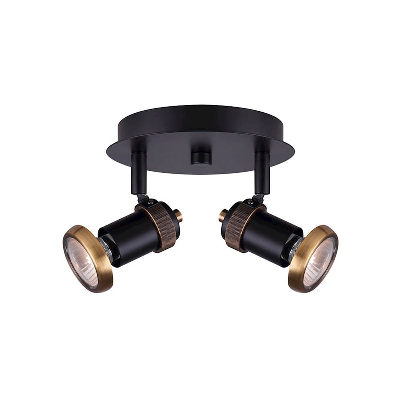 Canarm Tayte 9in 2-Light Track Light | Mid-Century Matte Black and Gold Metal | Kitchen & Living Room Task Lighting | Model ICW1057A02BKG10