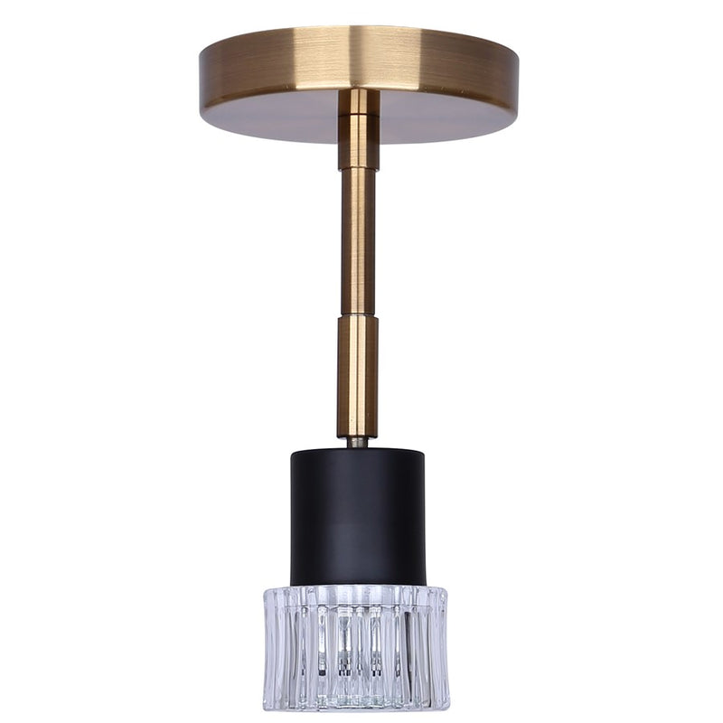 Canarm Elsee 9in 1-Light Track Lighting | Black/Gold Steel and Clear Ribbed Glass | Hallway & Bedroom Accent | Model ICW1161A01BKG10