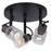 Canarm Owen 3 Light Flush Mount, Black/Clear Ribbed