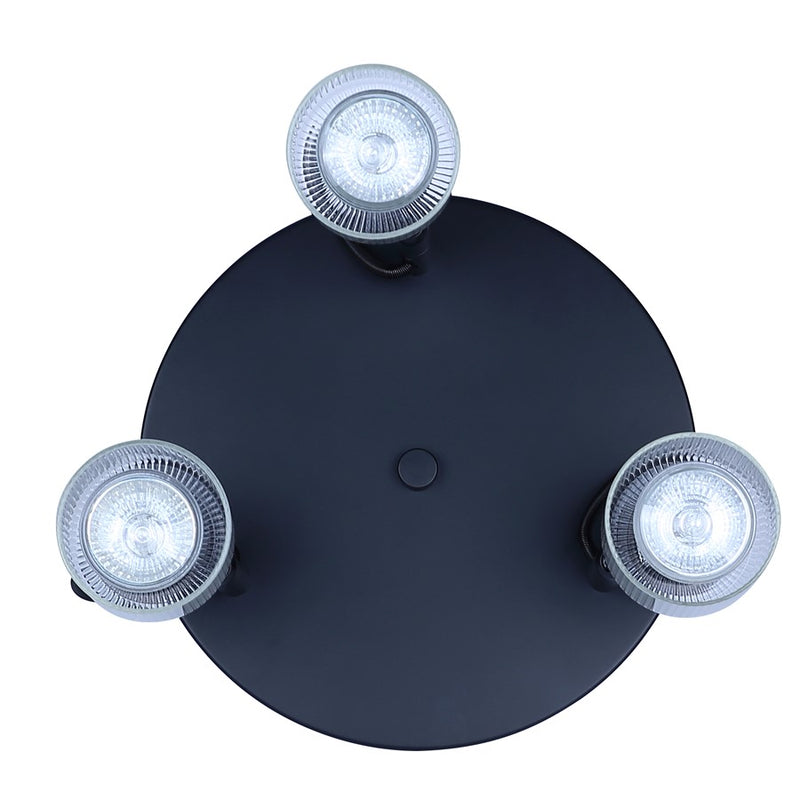 Canarm Owen 3 Light Flush Mount, Black/Clear Ribbed