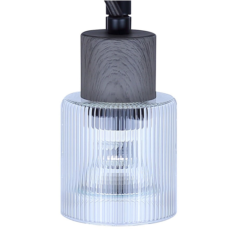 Canarm Owen 13in 3-Light Flush Mount | Industrial Matte Black and Clear Ribbed Glass | Bedroom & Living Room | 13 x 9 x 7 in | Model ICW1198A03BKW10