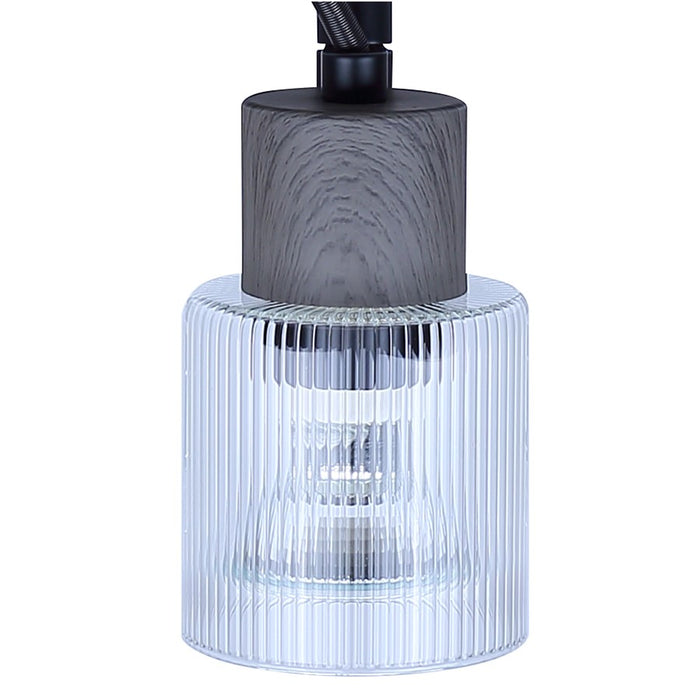 Canarm Owen 3 Light Flush Mount, Black/Clear Ribbed