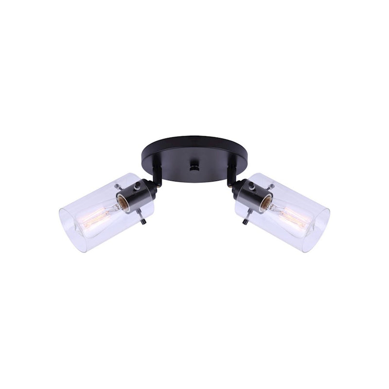 Canarm Joni 8in 2-Light Track Ceiling | Transitional Matte Black and Clear Glass | Kitchen & Living Room | 8 x 8 x 8 in | Model ICW759A02BK