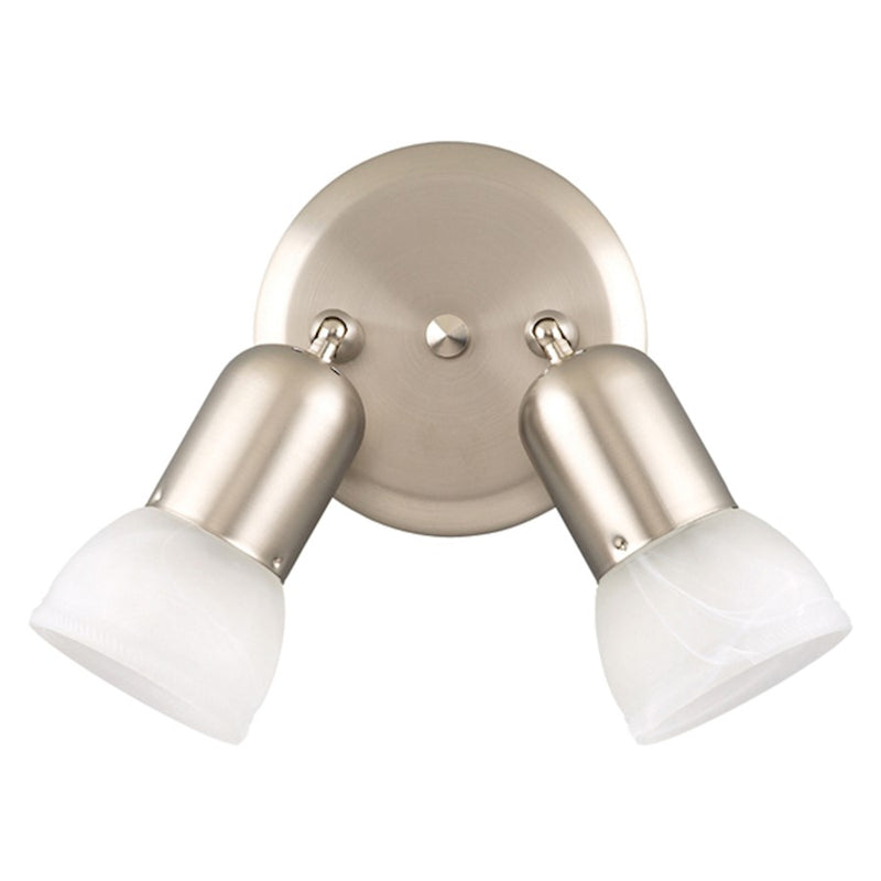 Canarm Jasper 5in 2-Light Flush Mount | Traditional Brushed Pewter and White Alabaster Glass | Hallway & Bedroom | 5 x 5 x 7 in | Model ICW9251