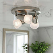 Canarm Jasper 10in 3-Light Flush Mount | Brushed Pewter and White Alabaster Glass | Bedroom & Hallway Ceiling Light | 10 x 10 x 4 in | Model ICW9351