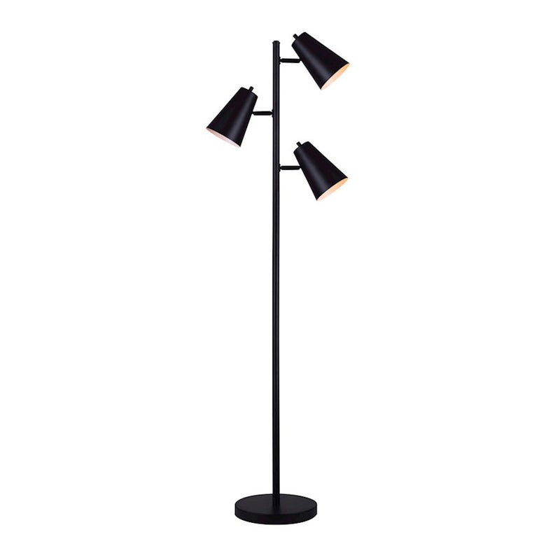 Canarm Orli 67in 3-Light Floor Lamp | Matte Black Adjustable Heads | Office & Bedroom Task Lighting | 18 x 11 x 67 in | Model IFL1056A66BK