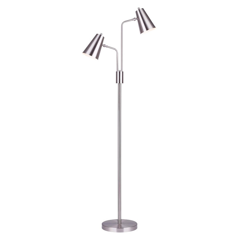 Canarm Orli 67in 3-Light Floor Lamp | Brushed Nickel Adjustable Heads | Office & Bedroom Task Lighting | 24 x 11 x 67 in | Model IFL1056A67BN