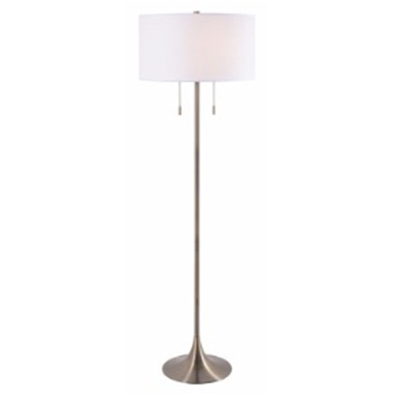 Canarm Clara 61in 2-Light Floor Lamp | Brushed Nickel and White Fabric Shade | Living Room & Bedroom | 19 x 19 x 61 in | Model IFL2122B61BN