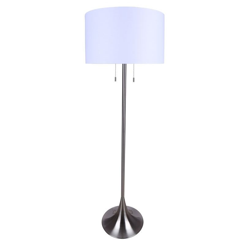 Canarm Clara 61in 2-Light Floor Lamp | Brushed Nickel and White Fabric Shade | Living Room & Bedroom | 19 x 19 x 61 in | Model IFL2122B61BN