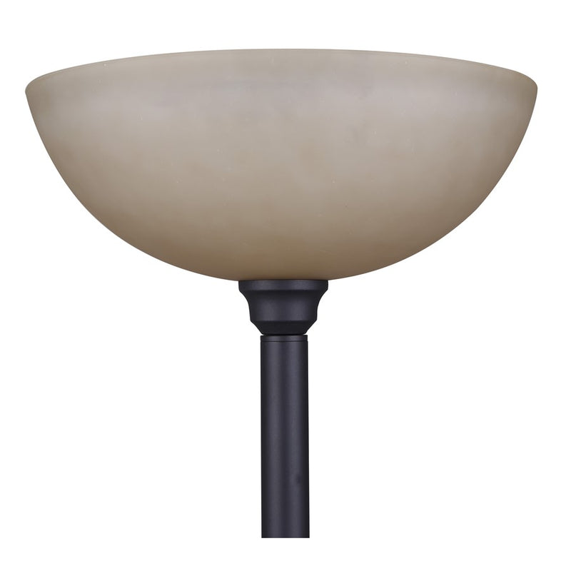 Canarm Eli 72in 2-Light Torchiere Floor Lamp | Oil Rubbed Bronze and Amber Glass Shade | Bedroom & Living Room | Model IFL2123B72ORB