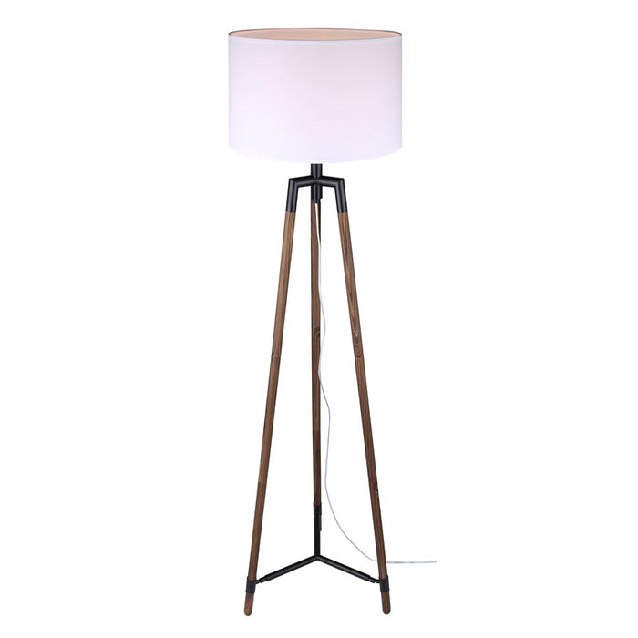 Canarm Cameram 1 Light 62.5" Floor Lamp, Black/Faux Woodgrain - IFL2126B62BKW