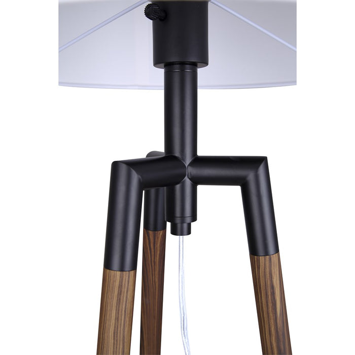 Canarm Cameram 1 Light 62.5" Floor Lamp, Black/Faux Woodgrain