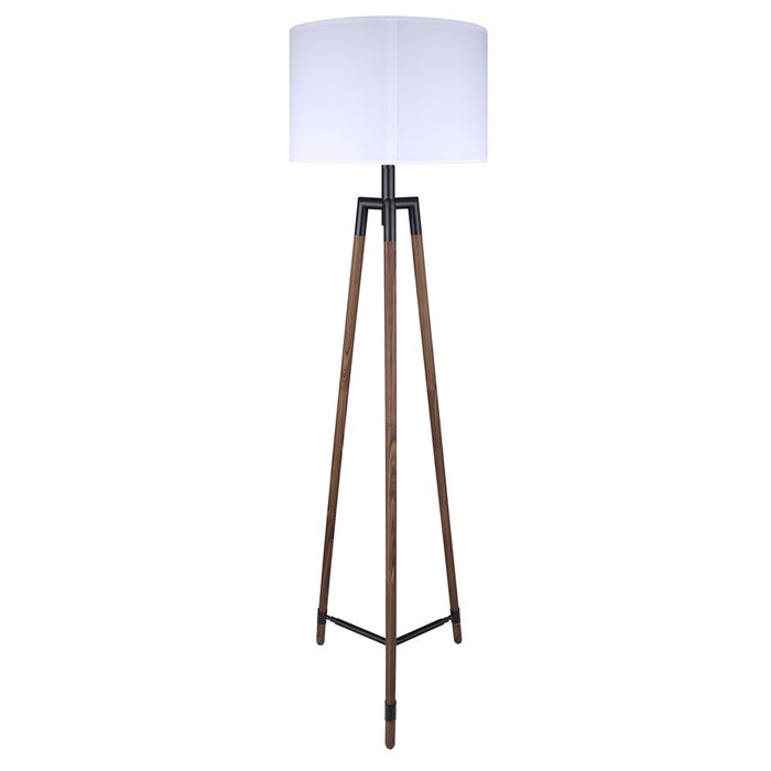 Canarm Cameram 1 Light 62.5" Floor Lamp, Black/Faux Woodgrain