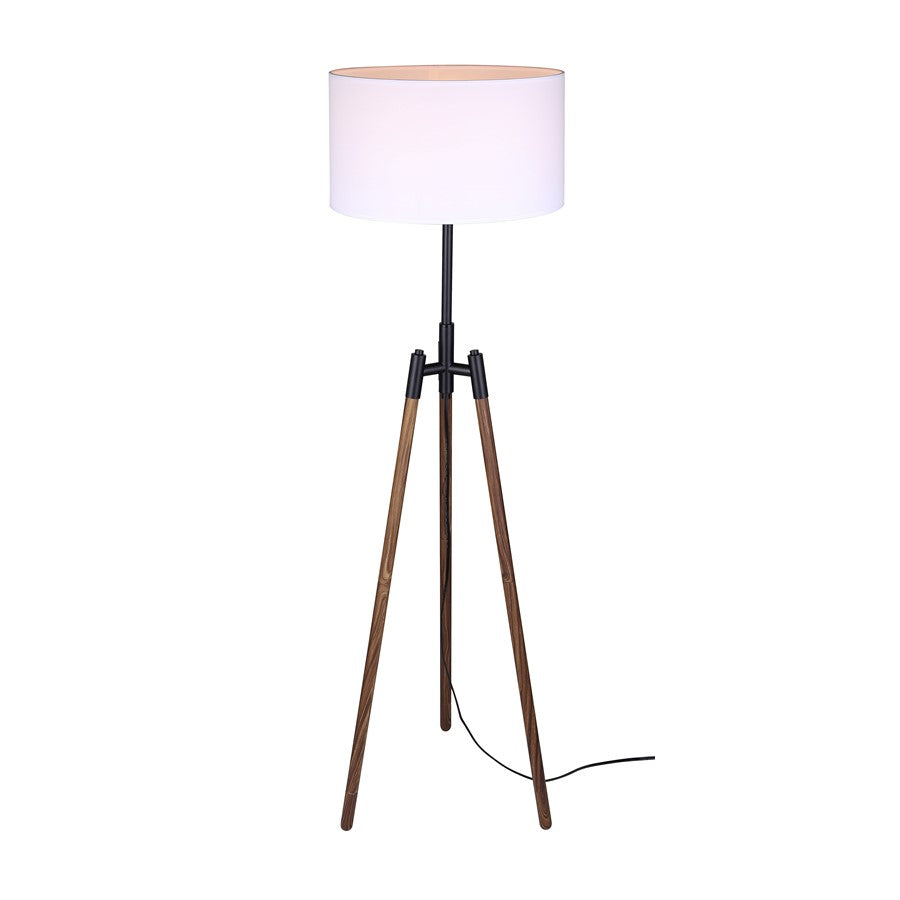 Canarm Sull 1 Light 57" Floor Lamp, Matte Black/Faux Woodgrain