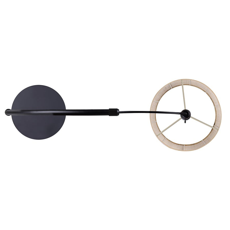 Canarm Merritt 81.75in 1-Light Floor Lamp | Matte Black Metal with Natural Rattan Shade | Living Room, Bedroom & Office | Model IFL2136B82BK