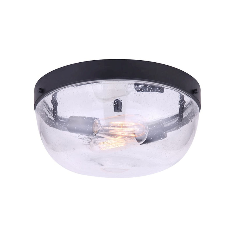 Canarm Kona 13.75in 2-Light Flush Mount | Black Metal | Living Room, Bedroom & Hallway | 13.75 x 13.75 x 6.25 in | Model IFM1013A14BK