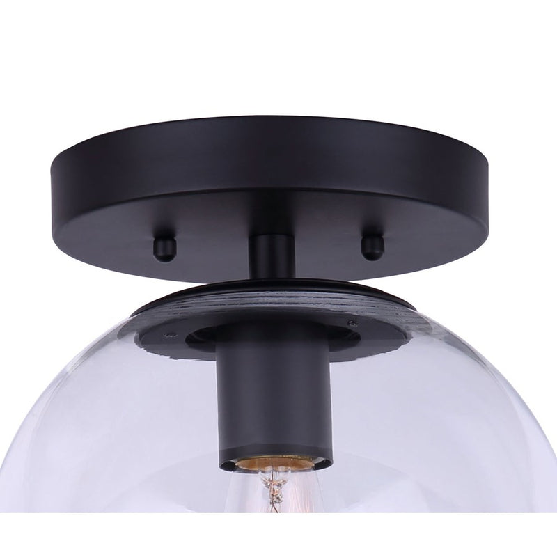 Canarm Camilo 8in 1-Light Flush Mount | Modern Matte Black and Clear Glass | Entryway & Bedroom | 8 x 8 x 9.5 in | Model IFM1029A08BK-CL