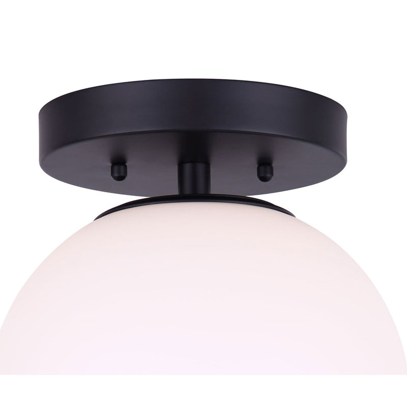 Canarm Camilo 8in 1-Light Flush Mount | Modern Matte Black and Opal Glass | Entryway & Bedroom | 8 x 8 x 9.5 in | Model IFM1029A08BK-FO