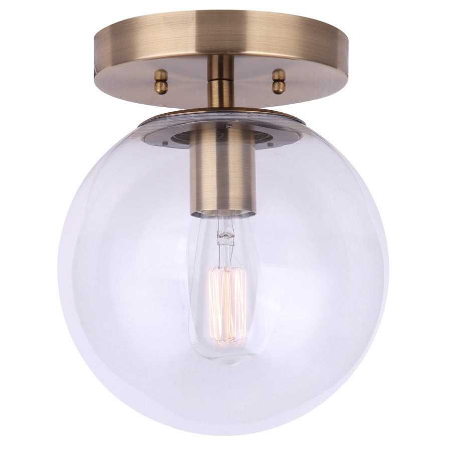 Canarm Camilo 1 Light 8" Flush Mount, Gold/Clear