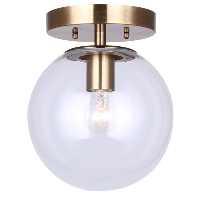 Canarm Camilo 1 Light 8" Flush Mount, Gold/Clear