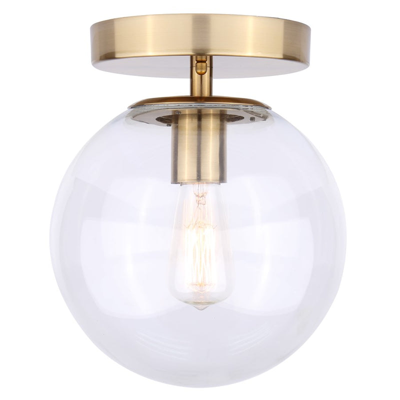 Canarm Camilo 8in 1-Light Flush Mount | Modern Gold and Clear Glass | Entryway & Bedroom | 8 x 8 x 9.5 in | Model IFM1029A08GD-CL