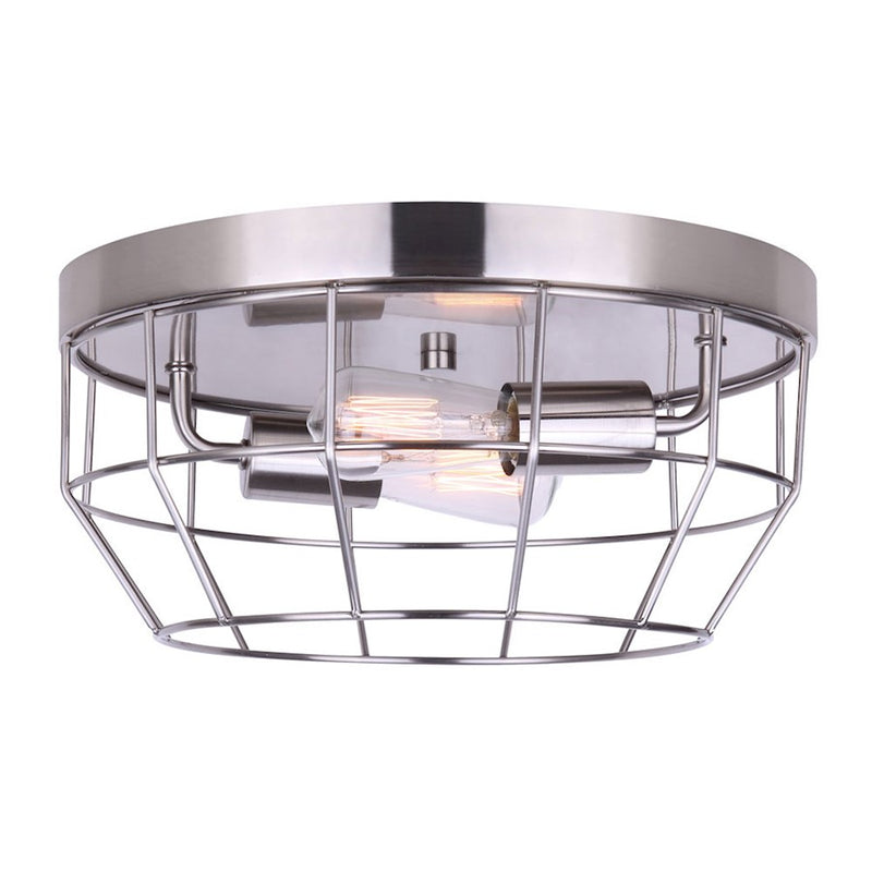 Canarm Alix 13in 2-Light Flush Mount | Modern Brushed Nickel Metal | Bedroom & Hallway Ceiling Light | 13 x 6 in | Model IFM1064A13BN