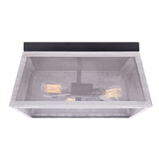 Canarm Nora 14in 3-Light Flush Mount | Industrial Matte Black and Brushed Grey Wood | Entryway & Hallway Ceiling Light | Model IFM1065A14BBG