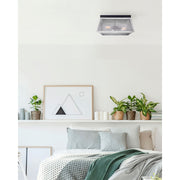 Canarm Nora 14in 3-Light Flush Mount | Industrial Matte Black and Brushed Grey Wood | Entryway & Hallway Ceiling Light | Model IFM1065A14BBG
