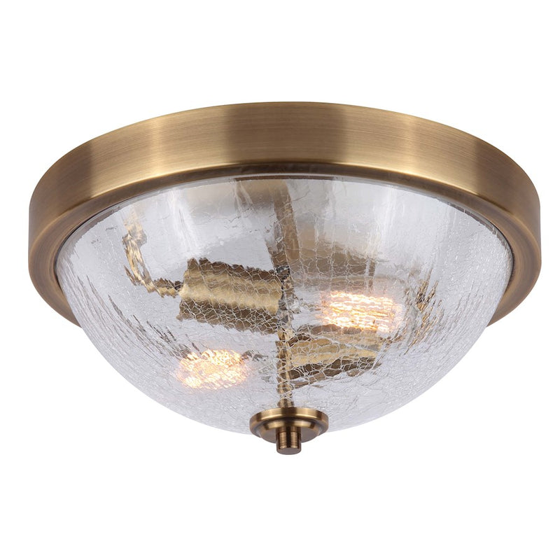 Canarm Everly 13in 2-Light Flush Mount | Gold and Crackle Glass | Bedroom & Hallway | 13 x 6.5 in | Model IFM1100A13GD