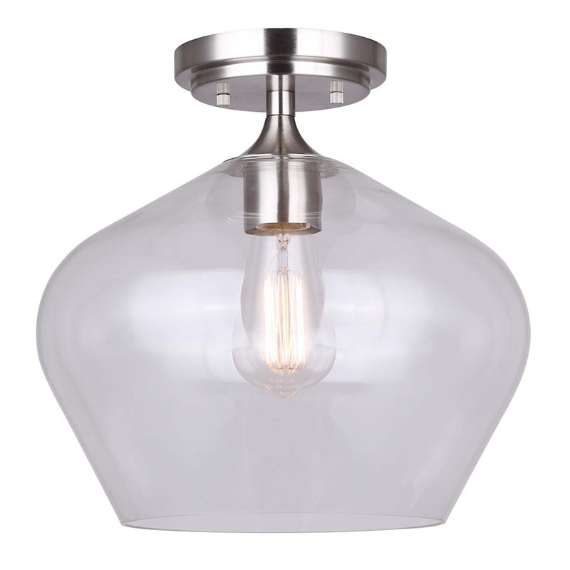 Canarm Conall 12in 1-Light Flush Mount | Brushed Nickel and Clear Glass | Bedroom & Hallway | 12 x 11 in | Model IFM1102A12BN