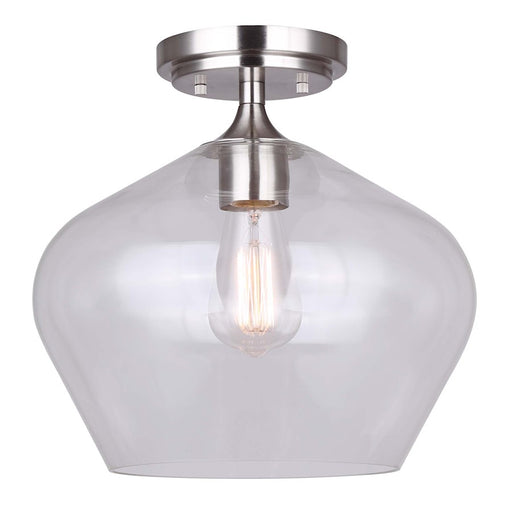 Canarm Conall 12in 1-Light Flush Mount | Brushed Nickel and Clear Glass | Bedroom & Hallway | 12 x 11 in | Model IFM1102A12BN