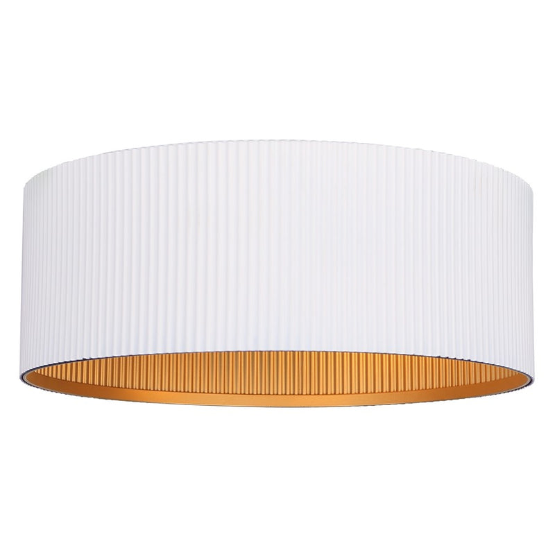 Canarm Rexton 13.88in 2-Light Flush Mount | Matte White and Gold Steel | Bedroom & Living Room | 13.88 x 13.88 x 5.13 in | Model IFM1119A14WHG